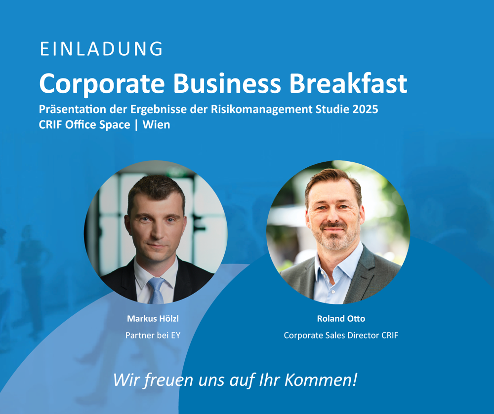 Business Breakfast im CRIF Office Space am 25. September mit EY zur Präsentation der Risikostudie